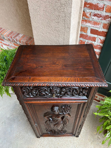 Antique French Cabinet Carved Oak Demeter Harvest Cornucopia Greek Goddess