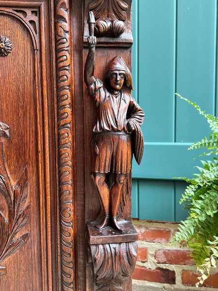 Antique French Cabinet Bar Sideboard Baroque Carved Oak c1880 Bookcase