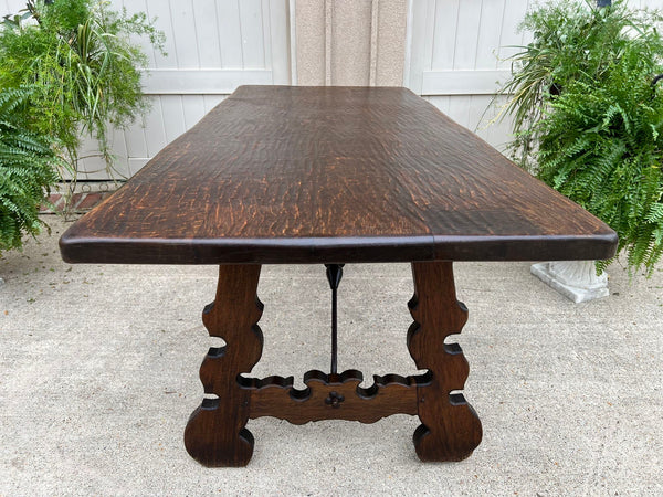Antique French Oak Dining Table Spanish Catalan Console Kitchen Island c1910