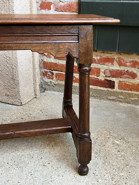 Antique English Oak Bench Stool Farmhouse Table Trestle Jacobean 4 ft c1890