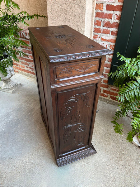 Antique French Carved Oak Cabinet Breton Brittany Cocktail Sideboard Server