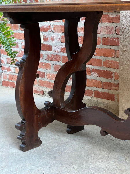 Antique Italian Trestle Dining Table Desk Walnut 5 ft Console Table circa1800