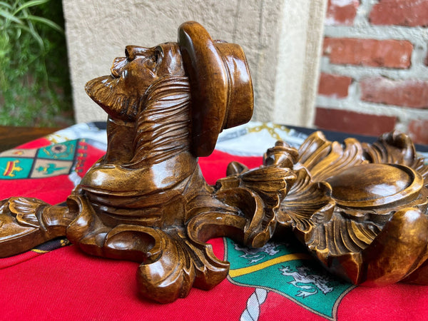 Antique French Wall Hanging Plaque Breton Brittany Carved Walnut c1890