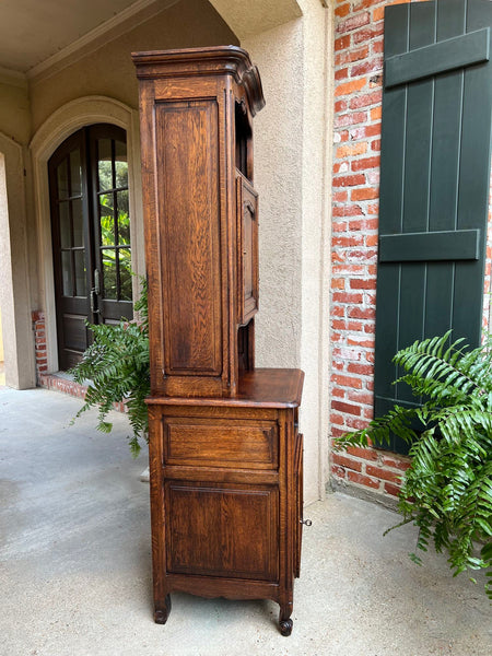 Tall Antique French Louis XV Hall Cabinet Tall Linen Closet Carved Oak Bookcase