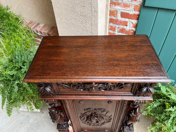 Antique French Cabinet Bar Sideboard Baroque Carved Oak c1880 Bookcase