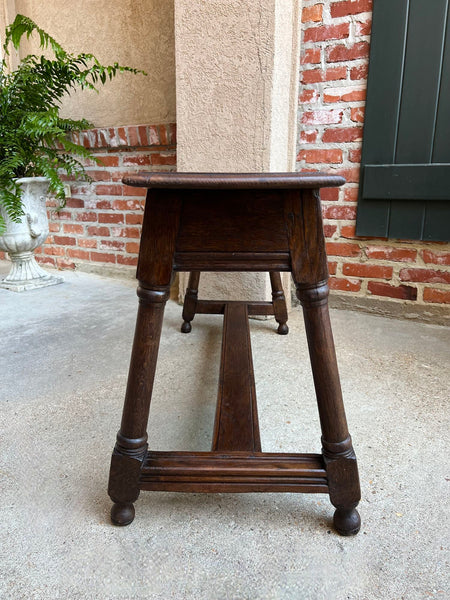 Antique English Oak Bench Stool Farmhouse Table Trestle Jacobean 4 ft c1890