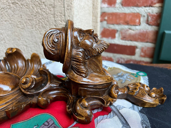 Antique French Wall Hanging Plaque Breton Brittany Carved Walnut c1890