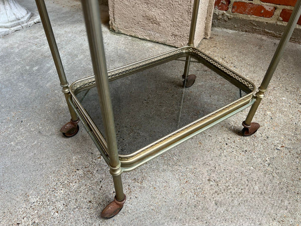 PETITE Vintage French Pastry Bar Cart Brass Glass Tray Serving Trolley Table