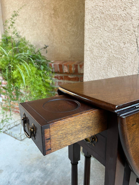 Petite Antique English Drop Leaf Side Sofa Table Mahogany Georgian Gateleg c1800