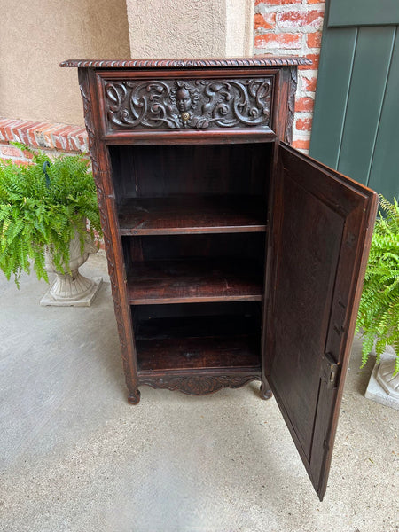 Antique French Cabinet Carved Oak Demeter Harvest Cornucopia Greek Goddess
