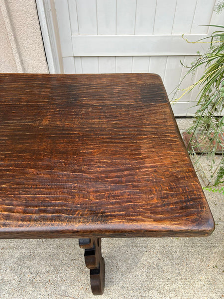 Antique French Oak Dining Table Spanish Catalan Console Kitchen Island c1910