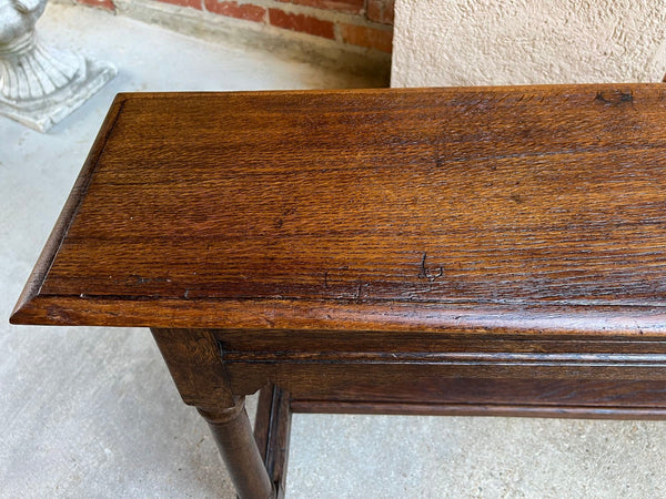 Antique English Oak Bench Stool Farmhouse Table Trestle Jacobean 4 ft c1890