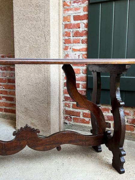 Antique Italian Trestle Dining Table Desk Walnut 5 ft Console Table circa1800