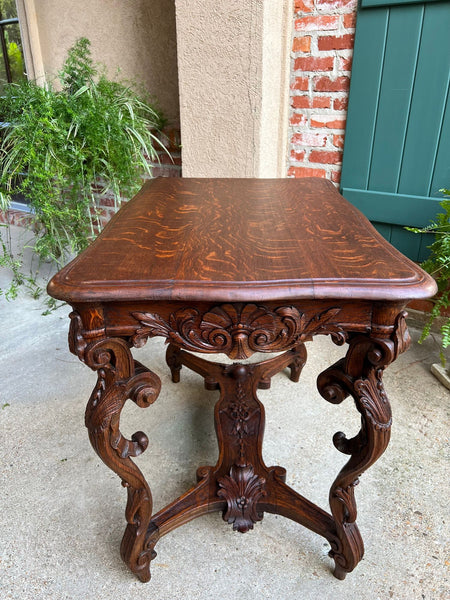 Antique French Sofa Hall Table Carved Oak Louis XV Rococo Side End Table