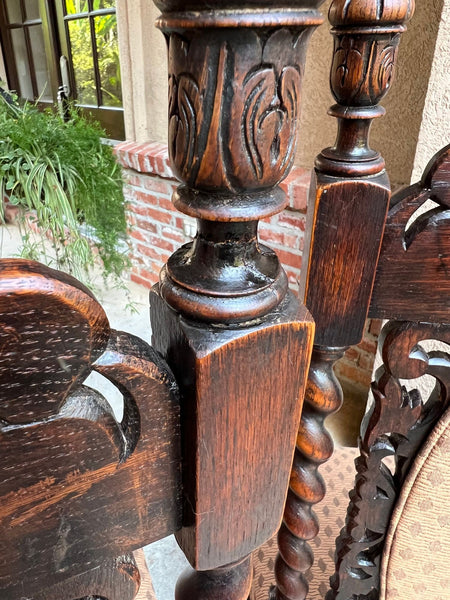 Set 4 TALL Antique French Dining Chair Barley Twist Renaissance Carved Oak 1890