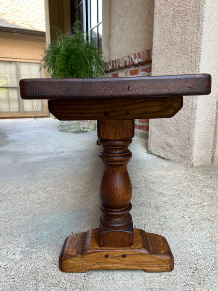 Antique French Tiger Oak Bench Dining Seat Farmhouse Country Ranch Vintage c1940