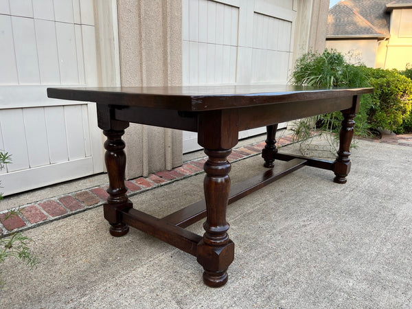 Antique French Oak Dining Farm Bakers Table Conference Office Library Desk c1920