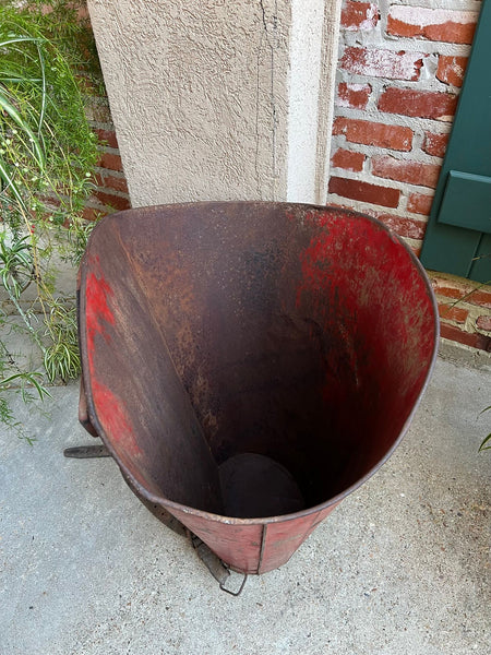 Antique French Vineyard Grape Hod Wine Bucket Winery RED Urn Fireside Box c1890