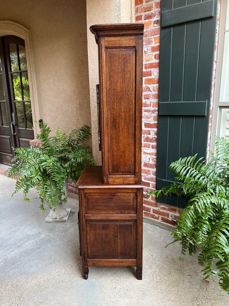 Tall Antique French Louis XV Hall Cabinet Tall Linen Closet Carved Oak Bookcase