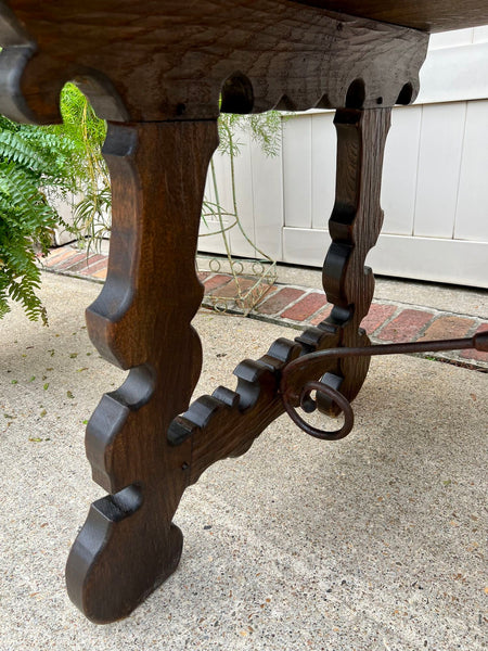 Antique French Oak Dining Table Spanish Catalan Console Kitchen Island c1910
