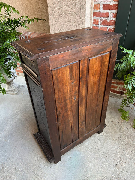 Antique French Carved Oak Cabinet Breton Brittany Cocktail Sideboard Server