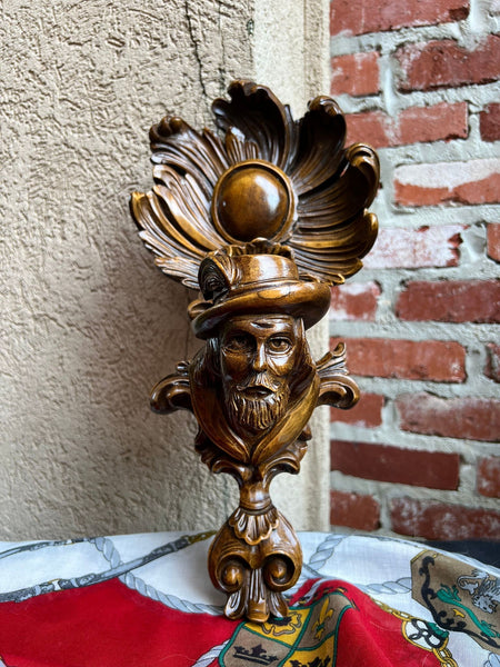 Antique French Wall Hanging Plaque Breton Brittany Carved Walnut c1890