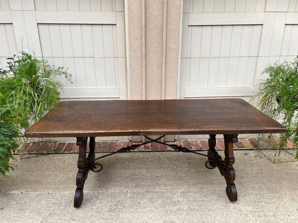 Antique French Oak Dining Table Spanish Catalan Console Kitchen Island c1910