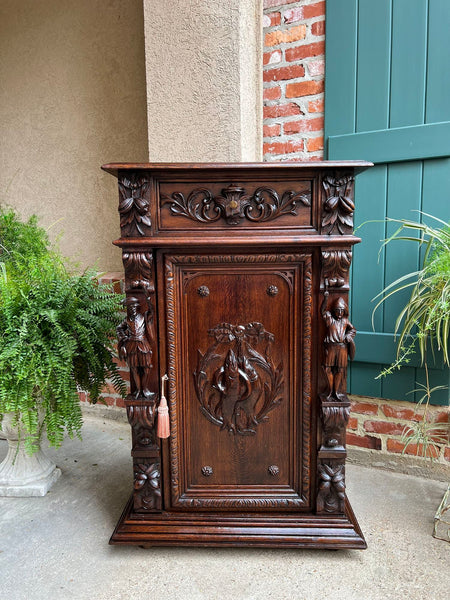 Antique French Cabinet Bar Sideboard Baroque Carved Oak c1880 Bookcase