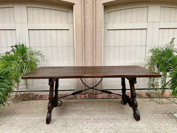Antique French Oak Dining Table Spanish Catalan Console Kitchen Island c1910