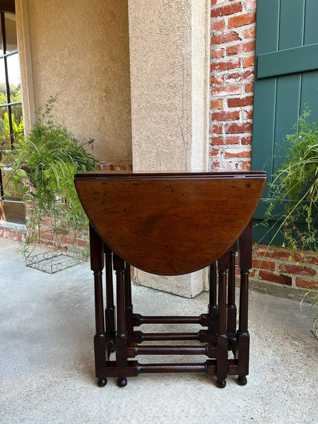 Petite Antique English Drop Leaf Side Sofa Table Mahogany Georgian Gateleg c1800