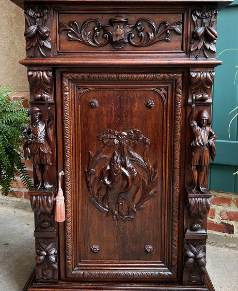 Antique French Cabinet Bar Sideboard Baroque Carved Oak c1880 Bookcase