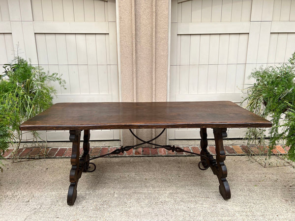 Antique French Oak Dining Table Spanish Catalan Console Kitchen Island c1910