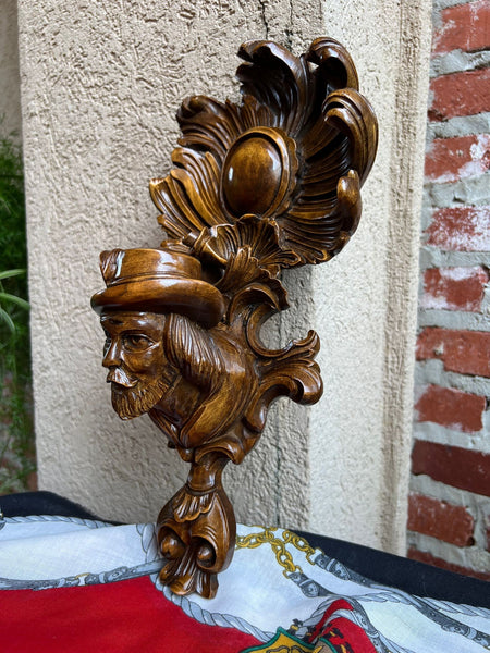 Antique French Wall Hanging Plaque Breton Brittany Carved Walnut c1890