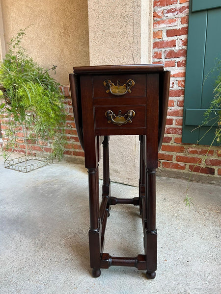 Petite Antique English Drop Leaf Side Sofa Table Mahogany Georgian Gateleg c1800