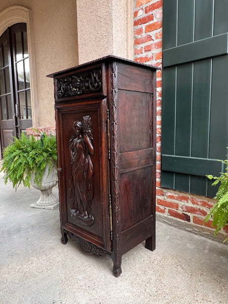 Antique French Cabinet Carved Oak Demeter Harvest Cornucopia Greek Goddess