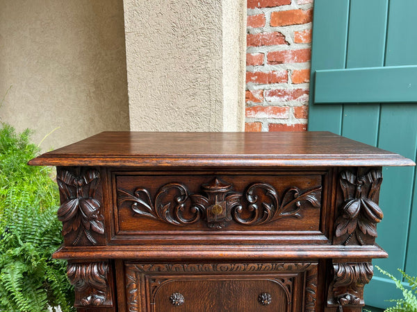 Antique French Cabinet Bar Sideboard Baroque Carved Oak c1880 Bookcase