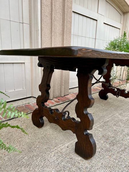 Antique French Oak Dining Table Spanish Catalan Console Kitchen Island c1910