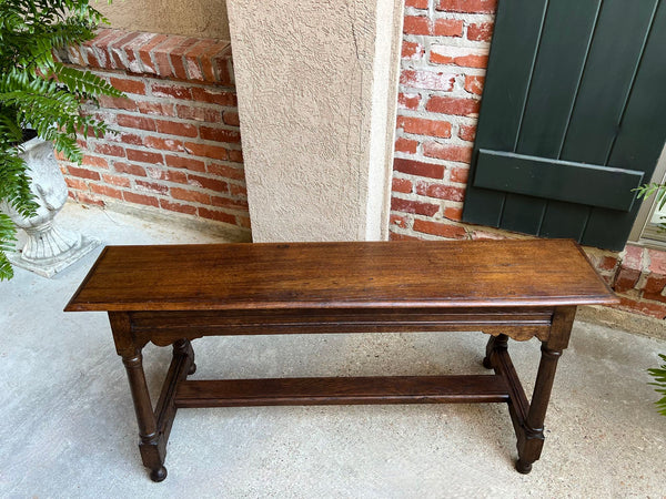 Antique English Oak Bench Stool Farmhouse Table Trestle Jacobean 4 ft c1890