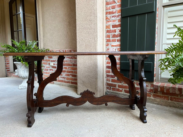 Antique Italian Trestle Dining Table Desk Walnut 5 ft Console Table circa1800