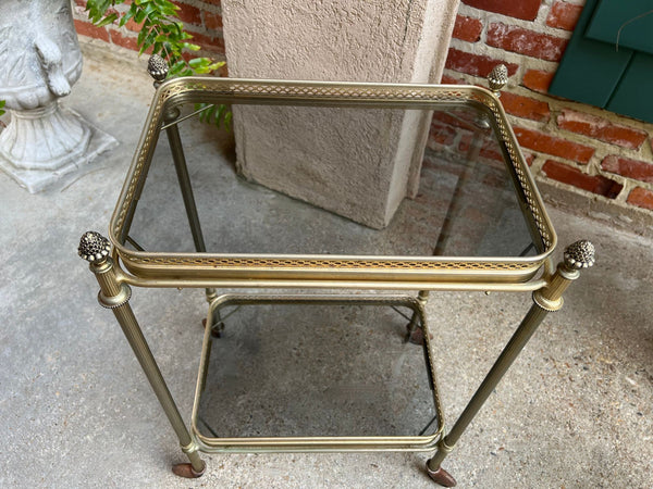 PETITE Vintage French Pastry Bar Cart Brass Glass Tray Serving Trolley Table