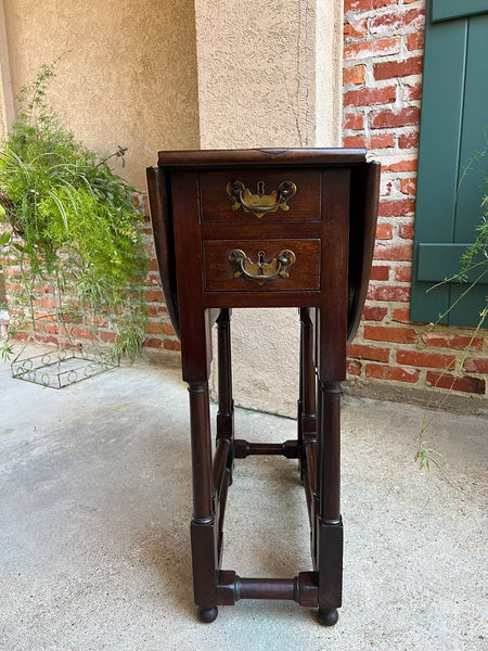 Petite Antique English Drop Leaf Side Sofa Table Mahogany Georgian Gateleg c1800