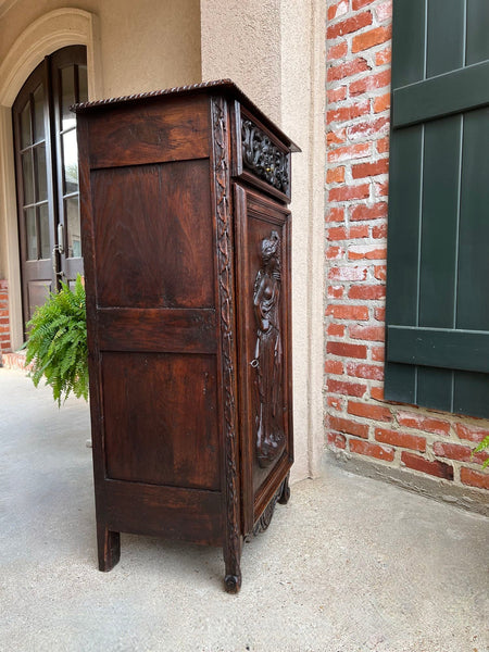 Antique French Cabinet Carved Oak Demeter Harvest Cornucopia Greek Goddess