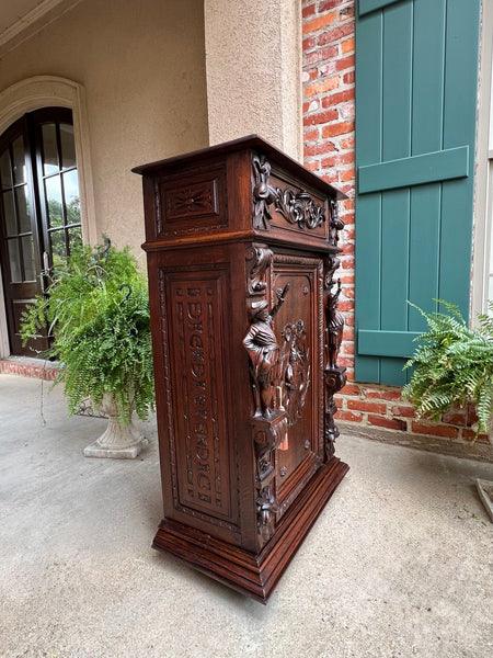 Antique French Cabinet Bar Sideboard Baroque Carved Oak c1880 Bookcase
