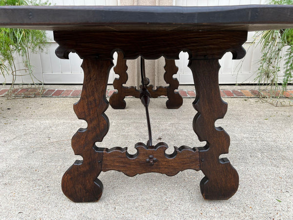 Antique French Oak Dining Table Spanish Catalan Console Kitchen Island c1910