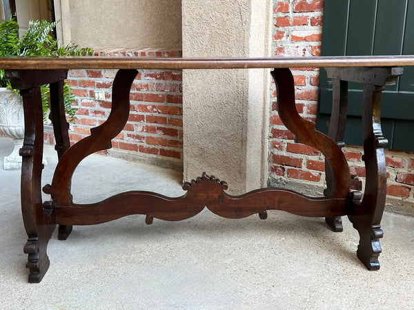 Antique Italian Trestle Dining Table Desk Walnut 5 ft Console Table circa1800