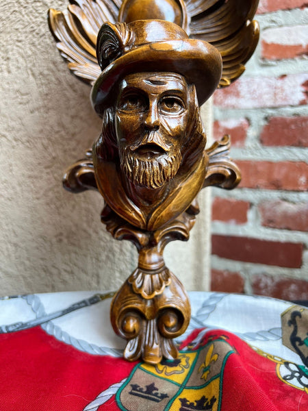 Antique French Wall Hanging Plaque Breton Brittany Carved Walnut c1890