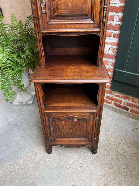 Tall Antique French Louis XV Hall Cabinet Tall Linen Closet Carved Oak Bookcase
