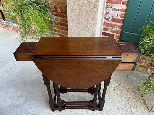 Petite Antique English Drop Leaf Side Sofa Table Mahogany Georgian Gateleg c1800