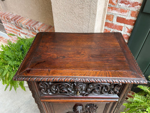 Antique French Cabinet Carved Oak Demeter Harvest Cornucopia Greek Goddess
