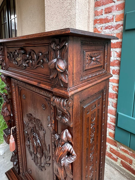 Antique French Cabinet Bar Sideboard Baroque Carved Oak c1880 Bookcase